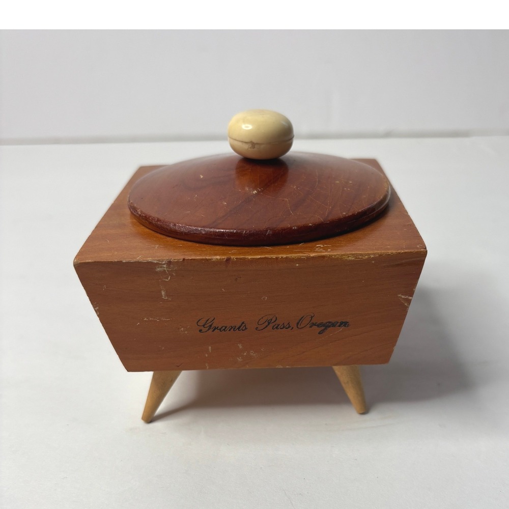 Vintage MCM Wood Trinket Box Jewelry Holder Grants Pass OR Mid Century Modern *